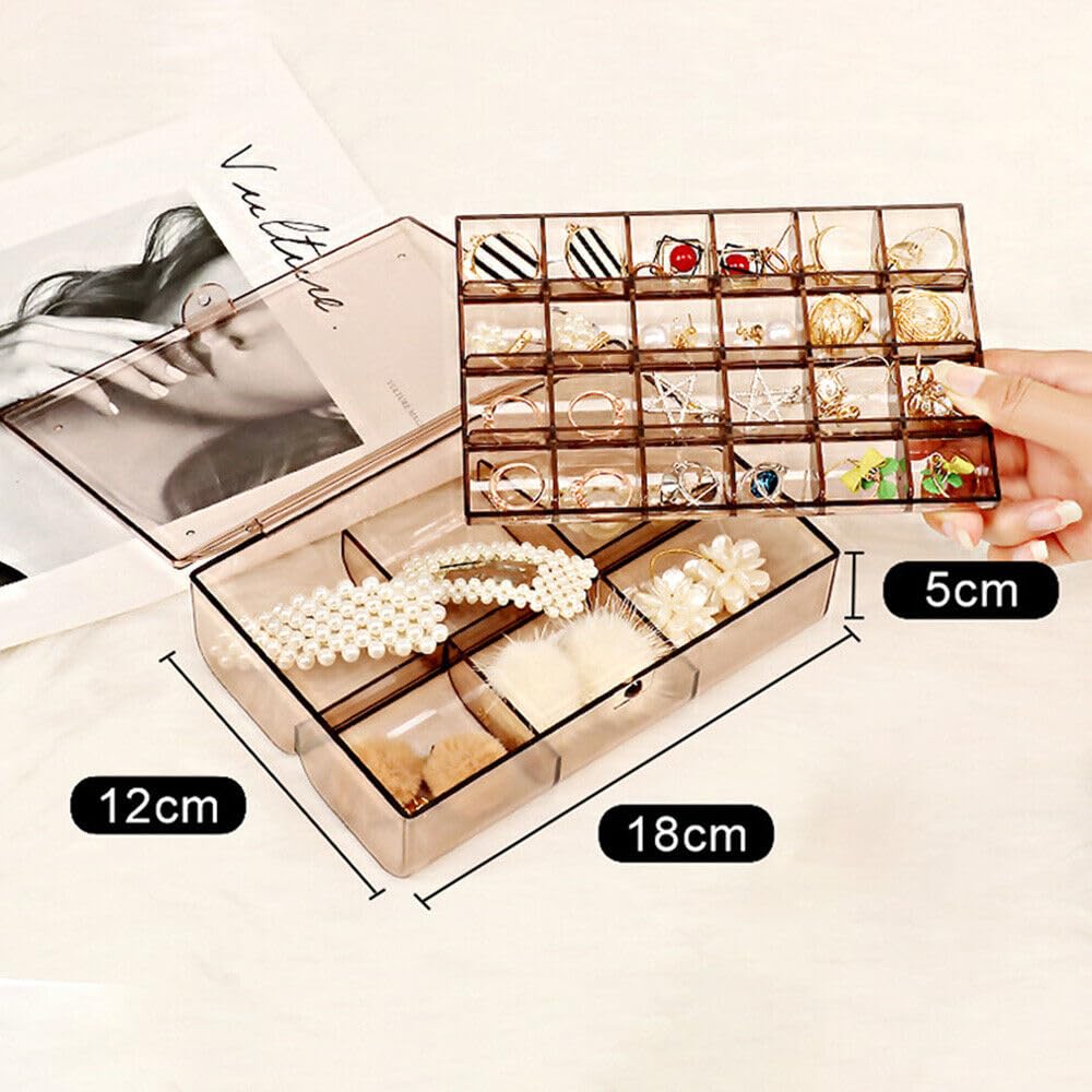 12829 2 layer Acrylic Jewelry Storage Box Dustproof Earring Box, Storage Box Portable Nail Art Storage Case, 24-Grid Small and 6-Grid Big case Makeup Vanity Box (1 Pc / 30 Compartment) 12829 2 layer Acrylic Jewelry Storage Box Dustproof Earring Box, Storage Box Portable Nail Art Storage Case, 24-Grid Small and 6-Grid Big case Makeup Vanity Box (1 Pc / 30 Compartment)